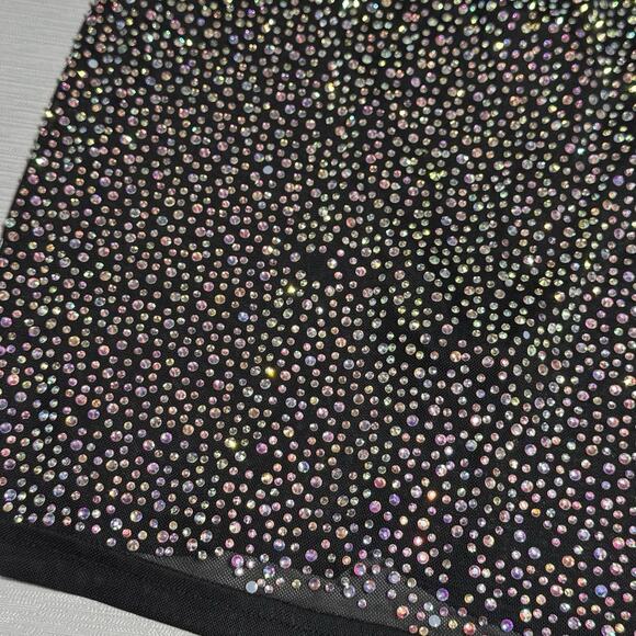 Hot & Delicious Black Silver Rhinestone Mini Skirt Binkini Bottom Womens Medium - Picture 5 of 6